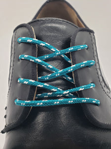Round Dress Shoelaces - Teal with White Accents