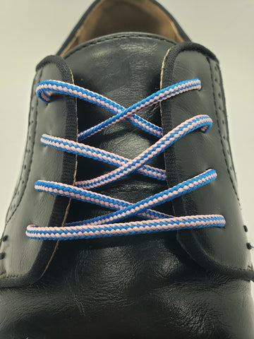 Round Striped Dress Shoelaces - Pink and Blue