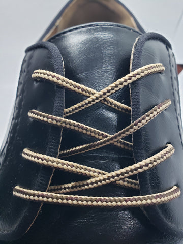 Round Striped Dress Shoelaces - Brown and Tan