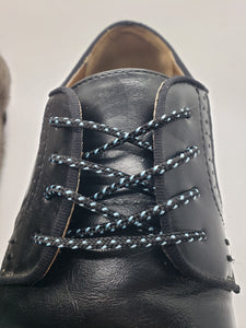 Round Dress Shoelaces - Black with Light Blue Accents