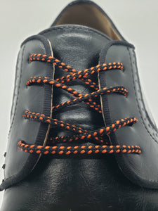 Round Dress Shoelaces - Black with Orange Accents