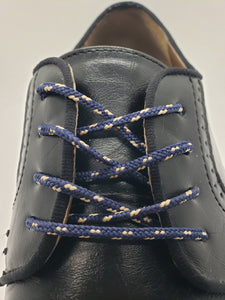 Round Dress Shoelaces - Navy with Tan Accents