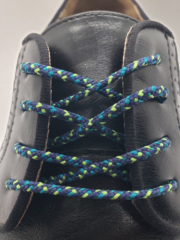 Round Dress Shoelaces - Lime Green, Teal and Blue Round Dress Shoelaces - Lime Green, Teal and Blue