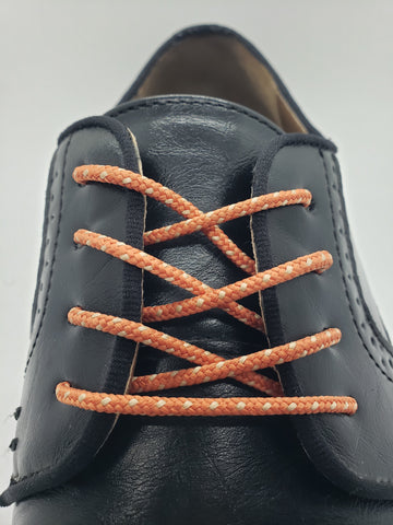 Round Dress Shoelaces - Coral with Tan Accents