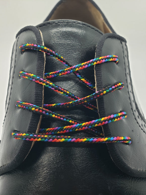 Round Dress Shoelaces - Dark Rainbow Round Dress Shoelaces - Dark Rainbow