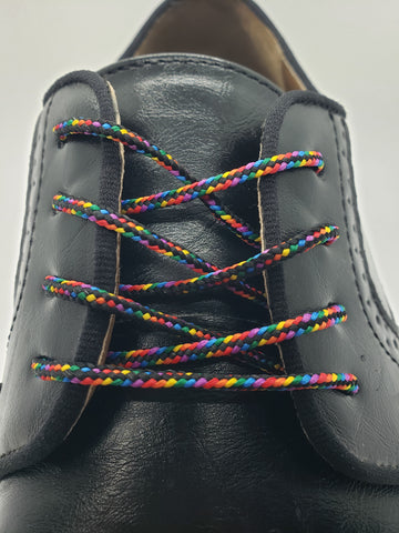 Round Dress Shoelaces - Dark Rainbow