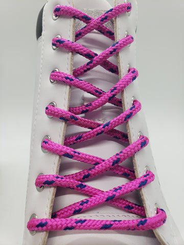 Round Classic Shoelaces - Neon Pink with Royal Accents
