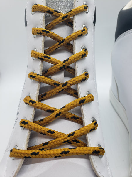 Round Classic Shoelaces - Gold with Black Accents
