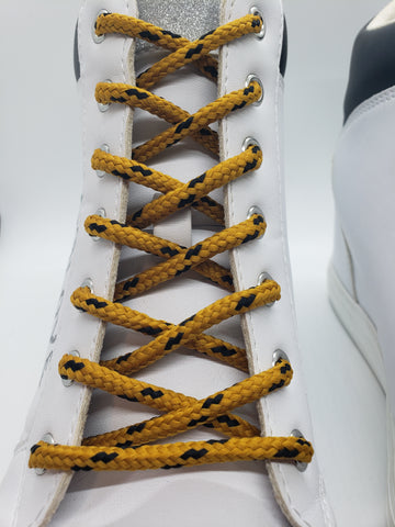 Round Classic Shoelaces - Gold with Black Accents