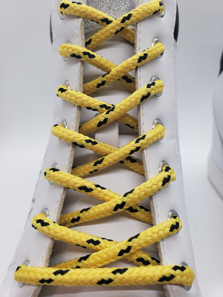 Round Classic Shoelaces - Yellow with Black Accents