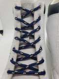 Round Classic Shoelaces - Navy Blue with Tan Accents