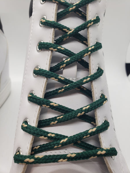 Round Classic Shoelaces - Forest Green with Tan Accents