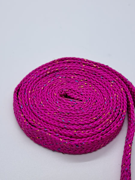 Flat Sparkle Shoelaces- Bright Pink
