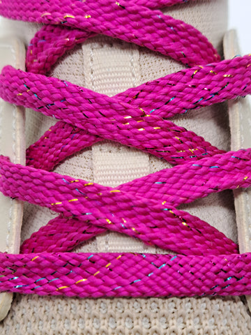 Flat Sparkle Shoelaces- Bright Pink