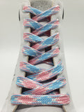 Premium Sport Laces - Pink, Light Blue and White