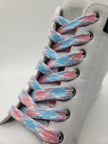Premium Sport Laces - Pink, Light Blue and White