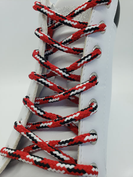Round 'Plaid' Shoelaces - Red, White and Black