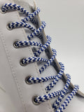 Round Chevron Shoelaces - Blue and White