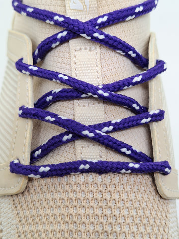 Round Classic Shoelaces - Purple with White Accents