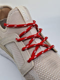 Round Classic Shoelaces - Red with White Accents