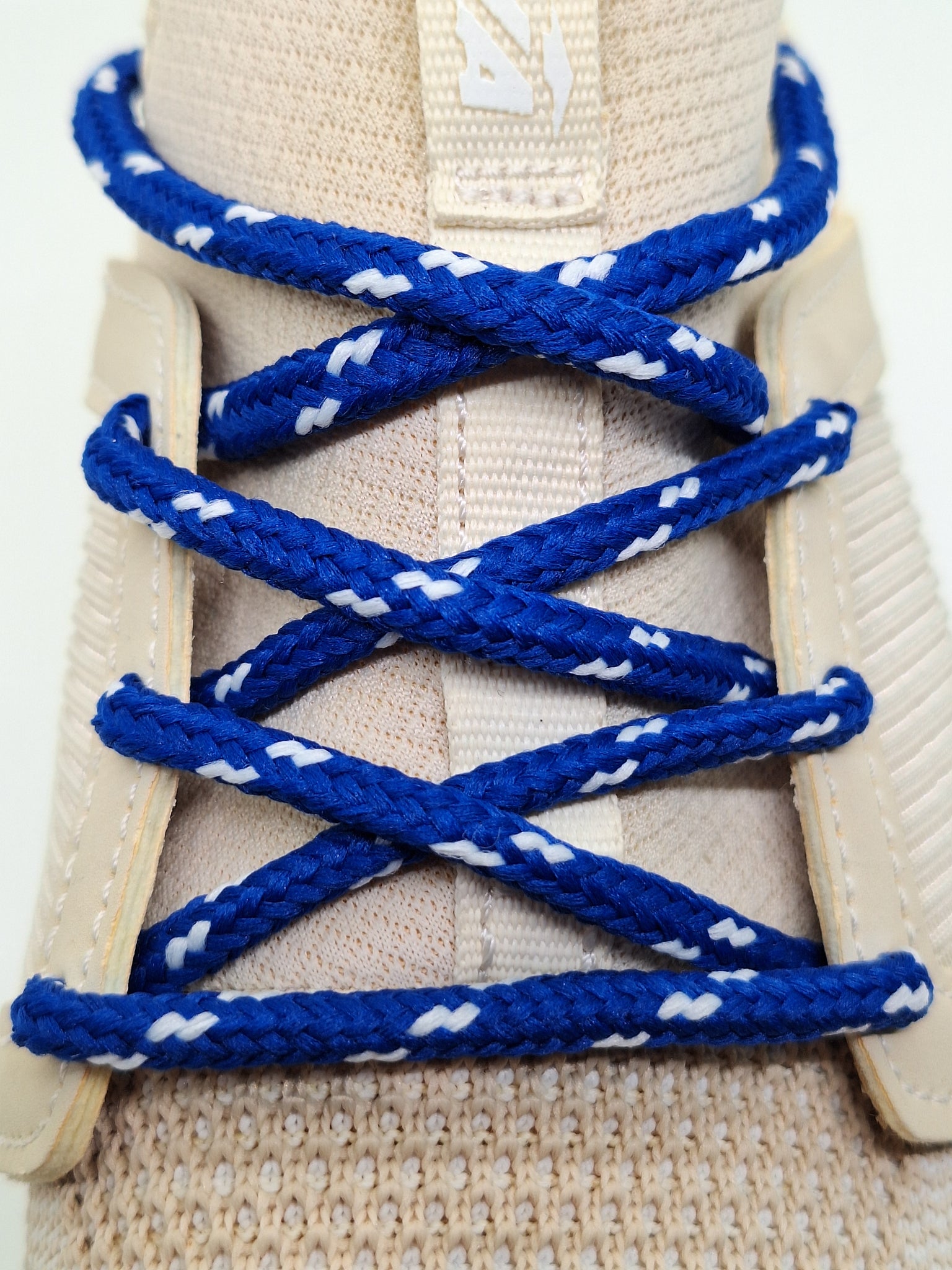Round Classic Shoelaces - Royal Blue with White Accents