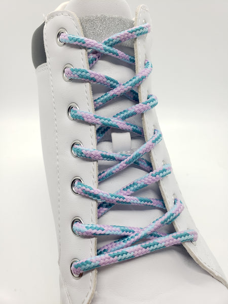 Round 'Plaid' Shoelaces - Lilac, Light Teal and Light Blue