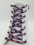 Round 'Plaid' Shoelaces - Red, White and Blue