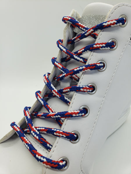 Round 'Plaid' Shoelaces - Red, White and Blue