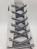Round Striped Shoelaces -Black and White
