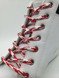Round Multi-Color Shoelaces - Red and White