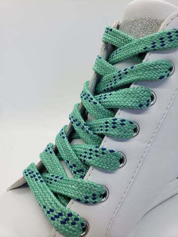 Premium Sport Laces - Frost Green with Royal Blue Accents