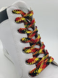 Flat Plaid Shoelaces- Red, Yellow and Black