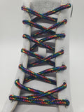 Round Rainbow Sparkle Shoelaces - Dark