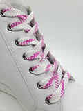 Flat Glow in the Dark Shoelaces - Pink and White