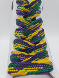 Wide Mardi Gras Shoelaces - Purple, Green and Gold