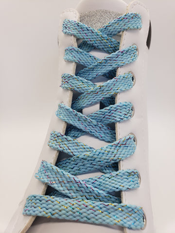 Flat Sparkle Shoelaces - Light Blue