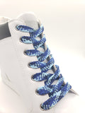 Flat Plaid Shoelaces - Navy, Light and Royal Blue