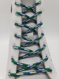 Round 'Plaid' Shoelaces - Green, Blue and White