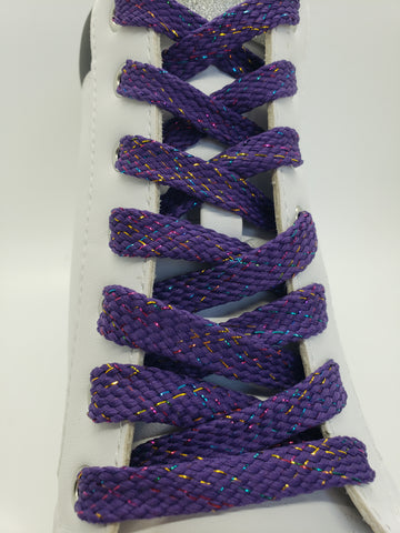 Flat Sparkle Shoelaces - Purple