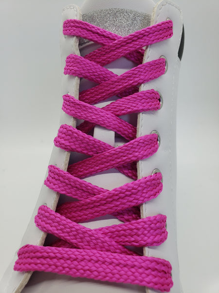 Flat Solid Shoelaces - Neon Pink