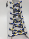 Round 'Plaid' Shoelaces - Blue, Yellow and White