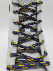 Round Mardi Gras Shoelaces - Purple, Green and Gold