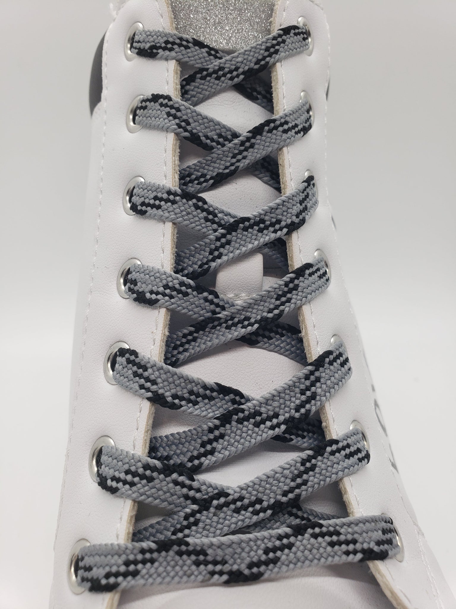 Flat Dress Shoelaces - Grey and Black Flat Dress Shoelaces - Grey and Black