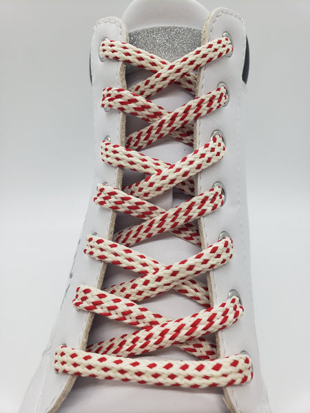 Hybrid Shoelaces - Cream with Red Accents