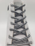 Round Striped Shoelaces - Black and White
