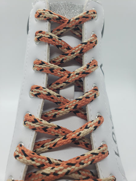 Hybrid Snakeskin Shoelaces - Coral and Cream