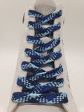 Flat Plaid Shoelaces - Navy, Light and Royal Blue