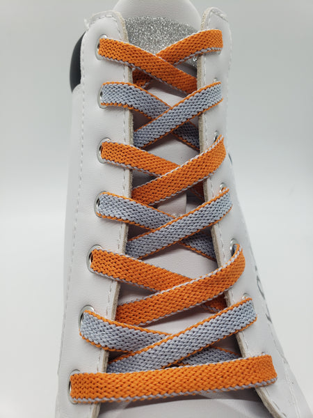 Two Sided Shoelaces - Orange and Grey