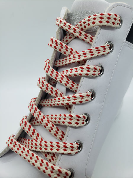 Hybrid Shoelaces - Cream with Red Accents