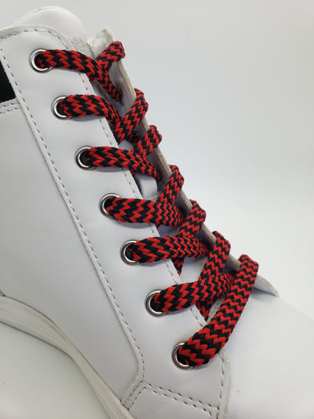 Hybrid Chevron Shoelaces - Red and Black